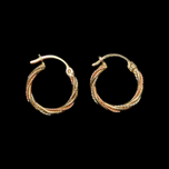 10K Tri-Colour Gold Rope Twist Hoop Earrings