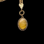 Antique Victorian Gold Fill Pocket Watch Chain & Double Sided Locket Fob: Yellow & Moss Agate