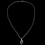 10K White Gold and Floating Diamond Pendant Necklace