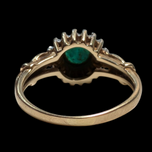 10K Gold Emerald and Diamond Halo Ring 4 3/4