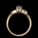 Vintage 14K & 18K White and Yellow Gold Diamond Bypass Ring 8.5