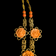 Vintage Brass Chain Link Necklace with Coral Coloured Celluloid Flowers