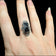 Sterling Silver Rectangular Cut Onxy & Marcasite Deco Ring Size 6 3/4