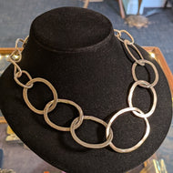 Sterling Silver Circular Link Geometric Necklace