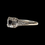 14K White Gold White & Black Diamond Ring Size 7 1/4