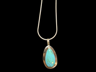 Vintage Caroline Tawangyaouma Sterling Silver and Turquoise Hopi Pendant Necklace