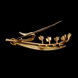 9K Gold and Seed Pearls Lily of the Valley Brooch