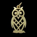 10K Yellow Gold Owl Charm or Pendant for Bracelet or Necklace