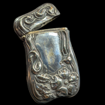 Vintage German Silver Match Case Ornate Art Nouveau Floral Motif With Striker