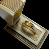 14K Yellow Gold Cushion Cut Citrine Ring Size 5 3/4
