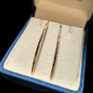 10K Yellow Gold Geometric Pattern / Etched Earrings