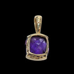 14K Yellow Gold Cushion Cut Amethyst Pendant