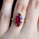 10K Gold Red Synthetic Ruby Marquise Cut Gemstone Ring Vintage