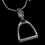 Sterling Silver Equestrian Large Stirrup Pendant Necklace Horse Riding