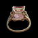 10K Yellow Gold Square Cut Pink Tourmaline and Diamond Ring Size 5 1/4