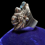 Sterling Silver Carol Felley Aquamarine Cat Ring Size 7