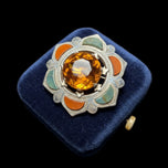 Vintage Scottish Sterling Silver Glass & Agate Specimen Brooch