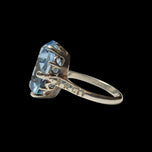Shiptonia of England Silver & Blue Glass Statement Ring Size 5