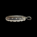 Victorian Sterling Silver Large Locket with Floral Scrollwork Etching & Beaded Edge