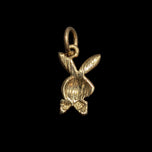 10K Yellow Gold Diamond Etched Playboy Bunny Pendant / Charm