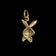 10K Yellow Gold Diamond Etched Playboy Bunny Pendant / Charm