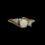 14K Yellow Gold Triple Opal Ring Size 5 3/4