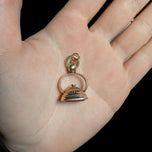 Antique Victorian 9K Rose Gold & Agate Monogrammed Watch Fob / Pendant "CM" (?)