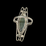 Sterling Silver & Nephrite Jade Modernist Ring - Poland Size 5 3/4
