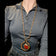 Mid-Century Modernist Artist Rafael Alfandary Red Glass & Brass Pendant Necklace: Canada