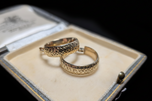 10K Yellow Gold Etched Hoop Earrings