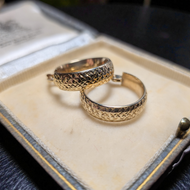 10K Yellow Gold Etched Hoop Earrings