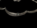 Arched Panel Link Sterling Silver Collar Necklace with Natural Aquamarine
