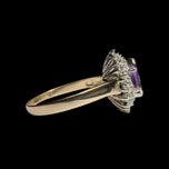 10K Yellow Gold Amethyst & Diamond Double Halo Ring Size 12