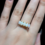 14K Yellow Gold Natural Opal 5 Stone Band Ring Size 6 1/4