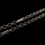 Vintage .800 Silver Rolo Link Watch Fob Chain or Muff Chain Necklace 50" Bolt Clasp