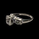 14K White Gold & Diamond Art Deco Scrollwork Ring Size 4 3/4