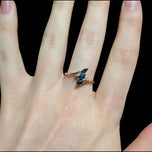 10K Two Tone Diamond & Sapphire Waterfall Bypass Ring Size 7 1/4