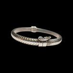Italian Sterling Silver Chevron Pattern / Ribbed Hinge Cuff Bracelet