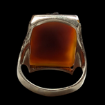 14K White Gold Carved Sardonyx Double Silhouette Large Cameo Portrait Ring Size 11 1/4