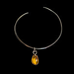 Sterling Silver & Amber Pendant Collar Necklace