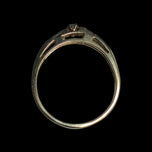14K Yellow Gold Diamond Solitaire Ring / Band with Baguette Cut Diamond Shoulder Size 7 3/4