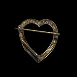 Antique / Edwardian Sterling Silver Etched Heart Brooch / Slider Pendant