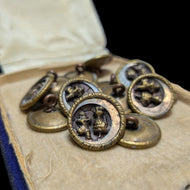 Lot of 13 Victorian Era Pierrot & Pierrette Brass Picture Button