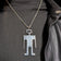 Sterling Modernist Human / Robot Figure Pendant Necklace