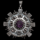 Sterling Silver Los Ballesteros Taxco Purple Sapphire Mexican Necklace Pendant