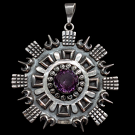 Sterling Silver Los Ballesteros Taxco Purple Sapphire Mexican Necklace Pendant