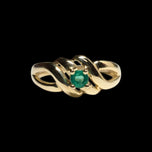 14K Yellow Gold Figure 8 / Infinity Band Emerald Ring Size 4 3/4