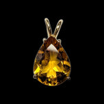 14K Yellow Gold Pear Cut Natural Citrine Pendant