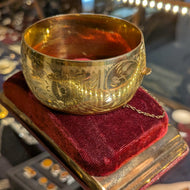 Vintage Gold Filled Floral Bangle Bracelet Safety Chain