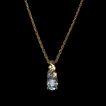 10K Yellow Gold Aquamarine and Diamond Necklace